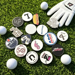 Custom Weighted Metal Enamel Powder Coated Engravable Blank Golf Ball Marker Stainless Steel Engraving on Claw Clip