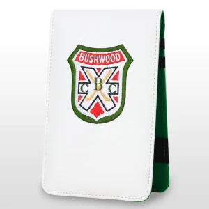 Custom White Shield Embroidery PU Leather Include Pencil Personalize Logo Yardage Book Cover Golf Scorecard Holder