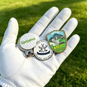 Custom die Struck Engravable Wooden Golf Glove Ball Marker Skull 50 Pack Pendant box set Logo Necklace Gold