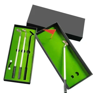 Custom logo Office Activity Promotion Creative Golf Club Shaped Gift Pen Mini Gift Box Golf Set
