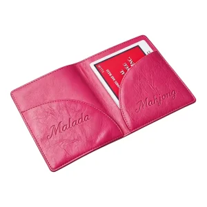 Custom made Hot Pink Portable PU Leather Mahjong Card Folio Mahjong Card Holder Pouch Game Scorecard Holder