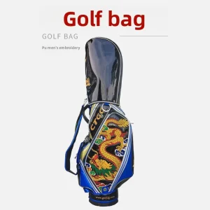 Custom made Men’s Asian Style Dragon themed Waterproof and Scratch resistant Leather Golf Bag Club Bag Travel Bag