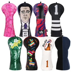 Customizable Art Embroidery Golf Headcover Driver Plush Liner Custom Latest Golf Wood Cover Pink Golf Products