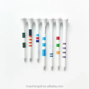 Customizable Biodegradable Golf Tees 70mm & 83mm Natural Bamboo Stripes Printed Huacheng Brand HC2102T Model