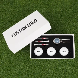 Customizable Eco Friendly Surlyn Golf Balls Three Piece Ball and Tee Set with Divot Tool