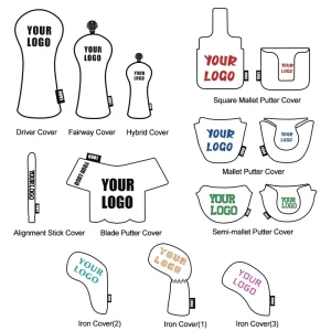Customizable Golf Club Headcovers Waterproof PU Leather Embroidery Driver Head Cover Plain Stock Golf Head Covers