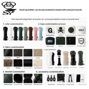 Customizable Golf Club Headcovers with Logo Embroidery PU Leather for Wood Mixed Club Drivers Model SY-TB408