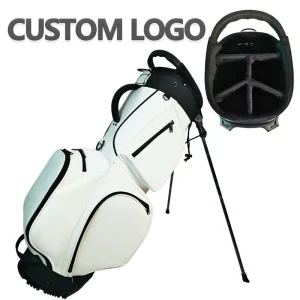 Customizable Golf Stand Bag White & Black Lightweight Golf Club Bag with 6 Way Divider & Pockets