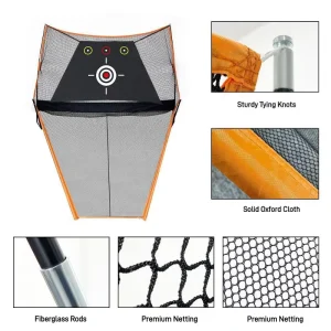 Customizable Logo Heavy Duty Auto Ball Return Golf Practice Net 6.9*10.1*12.3 ft Targeted Hitting Nets for Backyard