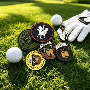 Customizable Metal 3d Hair tie Bracelet Golf Ball Marker Wood moq 100 Template Alignment Tool 25mm