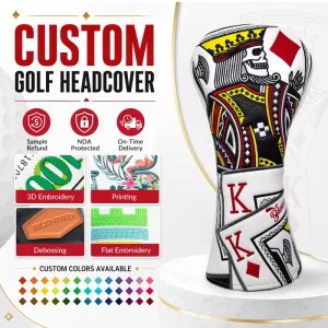 Customizable PU Leather Nylon Polyester Golf Club Head Covers Durable 3D Embroidery Printed Headcover for Golf Club