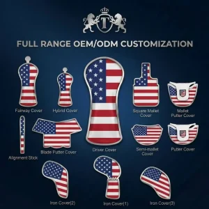 Customizable Pu Leather Golf Club Headcover OEM Driver Head Covers Deluxe Golf Club Custom Head Covers for Driver