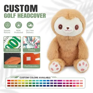 Customizable Soft Nylon Plush Golf Club Head Covers Durable Screen Printing Eco Friendly Driver Head Cover for Golf Club