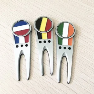 Customize Best quality Metal With Personalized logo Golf Divot Repair Tool Customized Zinc Alloy Soft Flint Golf Divot Tool