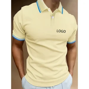 Customize Embroidered Logo Slim Fit Short Sleeve Soft Fabric Polo Shirt Lightweight Buttons Golf Pullover Collar Polo Shirt Men