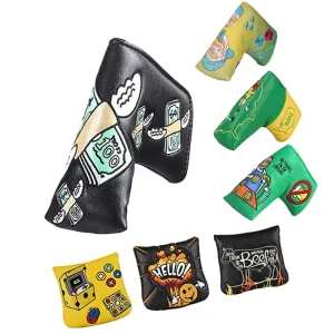 Customize Embroidery Blade Putter Cover Leather Golf Accessories Df3 Putter Cover Magnetic Golf Simulators square Putter Cover