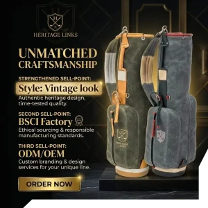 Customize Waxed Canvas Sunday Golf Carrier Golf Club Organizer Golf Shoulder Bag Club