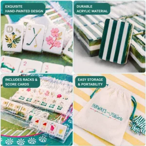 Customized 160 Piece American Green Golf Mahjong Acrylic Tile Set Foldable Portable Modern Luxurious and Elegant Game Gift