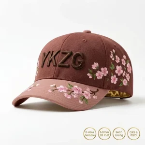 Customized 3D Embroidery Baseball Cap Premium Cotton Floral Embroidered 6 Panel Dad Hat Bulk Promotional Gift Sport Hats