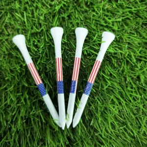Customized 70 mm Durable USA Flag Bamboo Golf Tees Wooden Golf Accessories