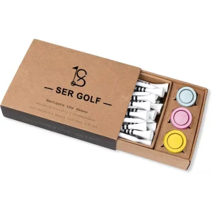 Customized Bulk Golf Accessories Golf Gift Set Bamboo Golf Tees with Ball Markers