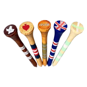 Customized Durable Eco-Friendly Lightweight Dark Brown Bamboo Golf Tee Ball Holder with Natural Stripe