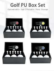 Customized Executive Leather Golf Gift Box with UV Printed Accessories Set for Corporate Events and Golf Lovers