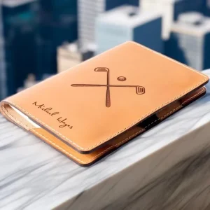 Customized Genuine Leather Golf Scorecard Holder Vintage Style Yardage Book Cover with Logo Handmade Lasered