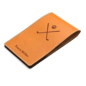 Customized Genuine Leather Golf Scorecard Yardage Book Holder Case