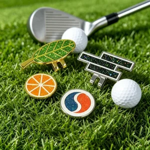 Customized Glitter Enamel Golf Cap Clip with Various Shapes Golf Marker Cap Clip Outdoor Sports Accessories