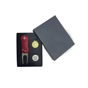 Customized Golf Gift Set with Divot Tool Hat Clip and Ball Marker in Luxury Gift Box
