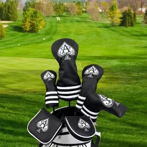Customized Golf Head Covers Print Embroidery PU Leather Driver Wood Club Covers Eco-Friendly Antioxidant Fabric