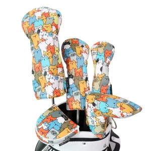 Customized Logo Golf Club Headcovers PU Magnetic Closure Putter Cover for Mallet and Blade Graffiti Golf Wood Head Cover