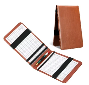 Customized Logo PU Golf Scorecard Clip Holder & Score Card Carrier Portable for Indoor Outdoor Use
