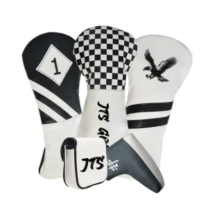 Customized Logo PU Leather Golf Headcover, White and Black