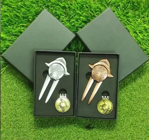 Customized Men’s Golf Gift Set with Classic Copper Design Divot Tool and Hat Clip