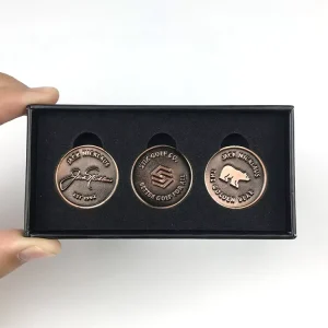 Customized Metal Golf Ball Marker Coin Gifts Paper Box Set