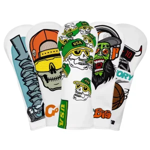 Customized PU Material Golf Headcover & Rod Cover with Zipper Closure Waterproof Wear Resistant for 1/3/5 Bags