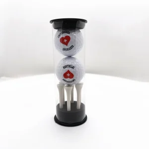 Customized Promotional Golf Gift Set with 2 Golf Balls and 6 Golf Tees in Transparent Cylinder