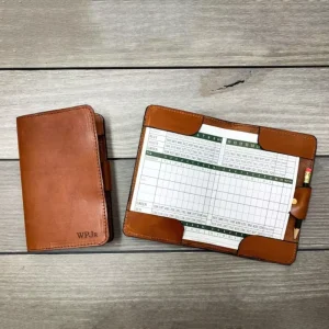 Customized Size Golf Scorecard Holder Handmade PU Leather Golf Scorecard Pouch Yardage Book Holder
