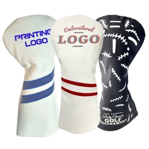 Customized Waterproof PU Leather Golf Driver Head Covers with Elastic-Band Closure and Embroidered Logo