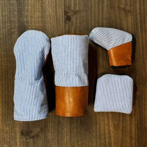 Customized Waterproof Stripe Polyester Golf Barrel Club Headcovers for Driver Wood Mallet & Putter
