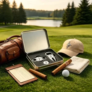 Cutter Set Accessory For Circle Portable Metal Professional Cigar Cutter Logo Lighter And Ashtray Golf Ball Marker