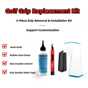 DAWAKEY Durable Deluxe Golf Club Grip Repair Kit Hook Knife Professional 16*5cm Tape 150ml Solvent Clean Cloth Rubber Clamp
