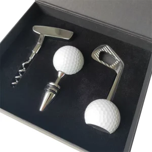 DT golfset L Golf Ball Bottle Opener and Golf Red Wine Stopper Set Customized Logo and Names Golf Gift Set