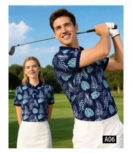 Dark Tropical Golf Clothes Quick Dry Performance Men’s Lapel Golf Polo Shirts Sports Shirt for Golf Apparel