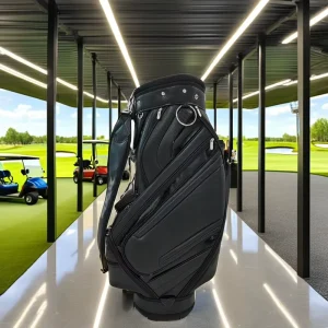 Dericsson Black PU Leather Golf Bags Custom LOGO PU Leather Golf Cart Bag Waterproof Material