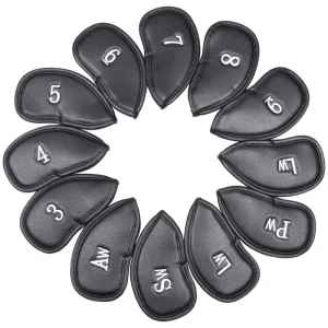 Dericsson Thickened PU Leather Golf Headcover Custom Logo Head Cover Sets 12Pcs Protect Club Heads for Golf Practice Course