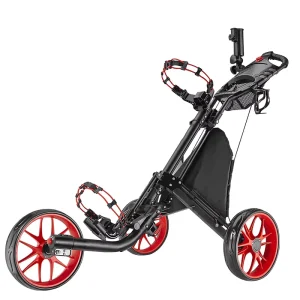 Design Golf Push Cart Golf Trolley with Umbrella Holder Portable Moving Foldable 4 Wheel Golf Trolley