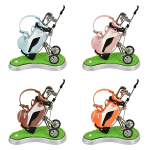 Desktop Golf Bag Pen Holder with Golf Pens Clock Set Golf Souvenir Event Souvenir Novelty Gift